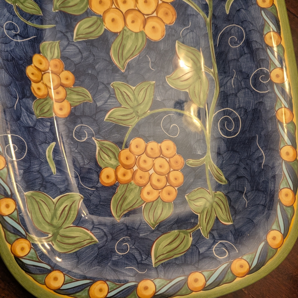 Floral Blue and Green Serving Platter - Picture 3 of 4